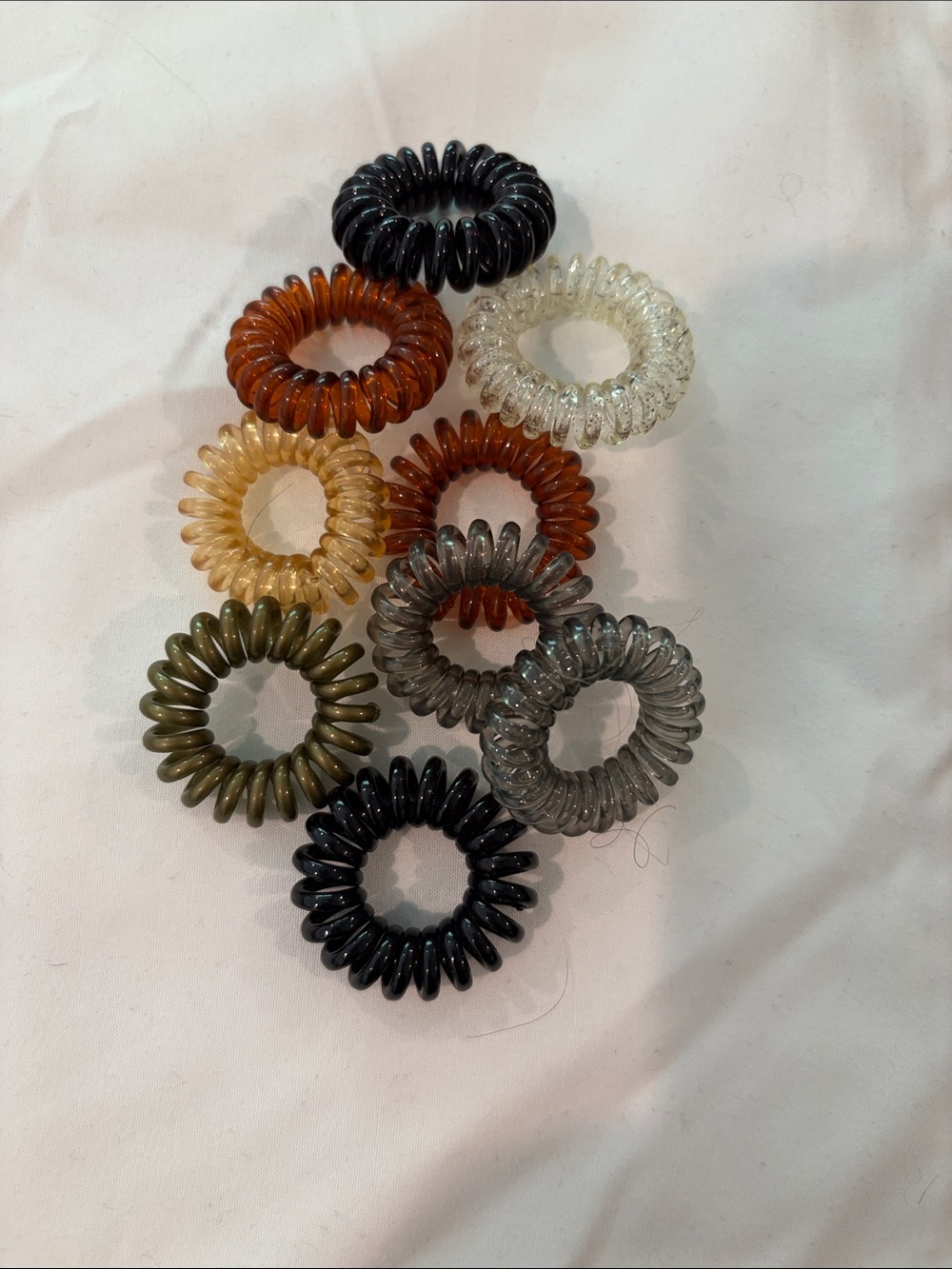 Kitsch Spiral Coil Hair Ties - Black, Brown, Amber, Olive, Clear, Gray